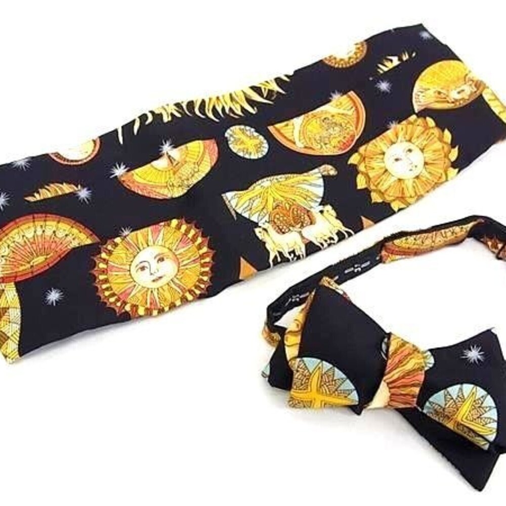 HERMES LE ROY SOLEIL (Sun King) Set: Cummerbund and Bow Tie, 2-piece set, Bla...
